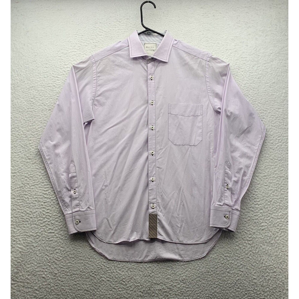 Billy Reid Button Up‎ Shirt Mens Small S 1 Purple Pinstripe Designer Preppy